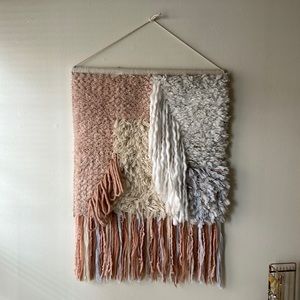 Urban Outfitters Pink Macrame Wall Art Hanging